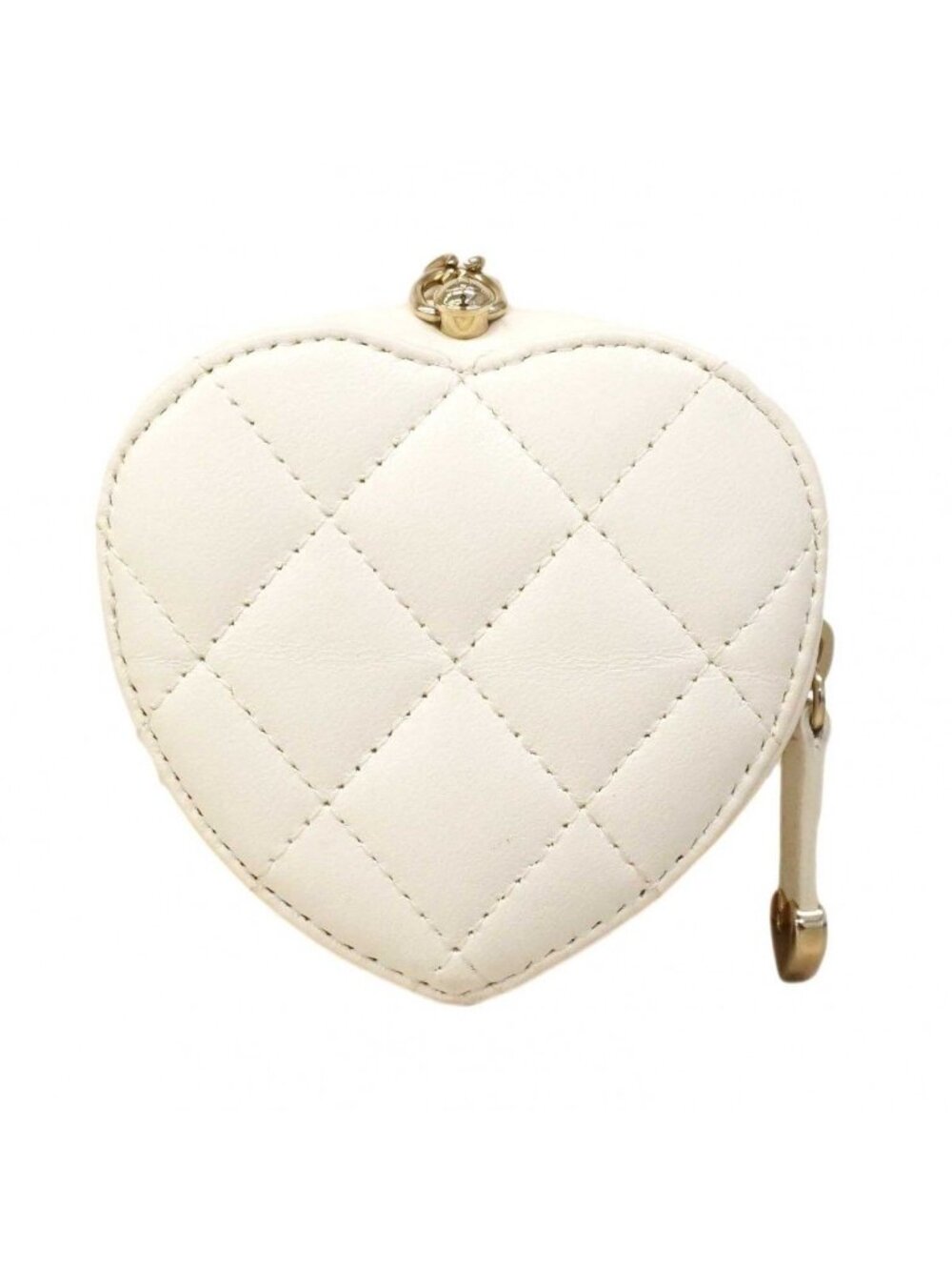 Chanel Pouch Quilted Lambskin White Chien Gold - Picture 10 of 10